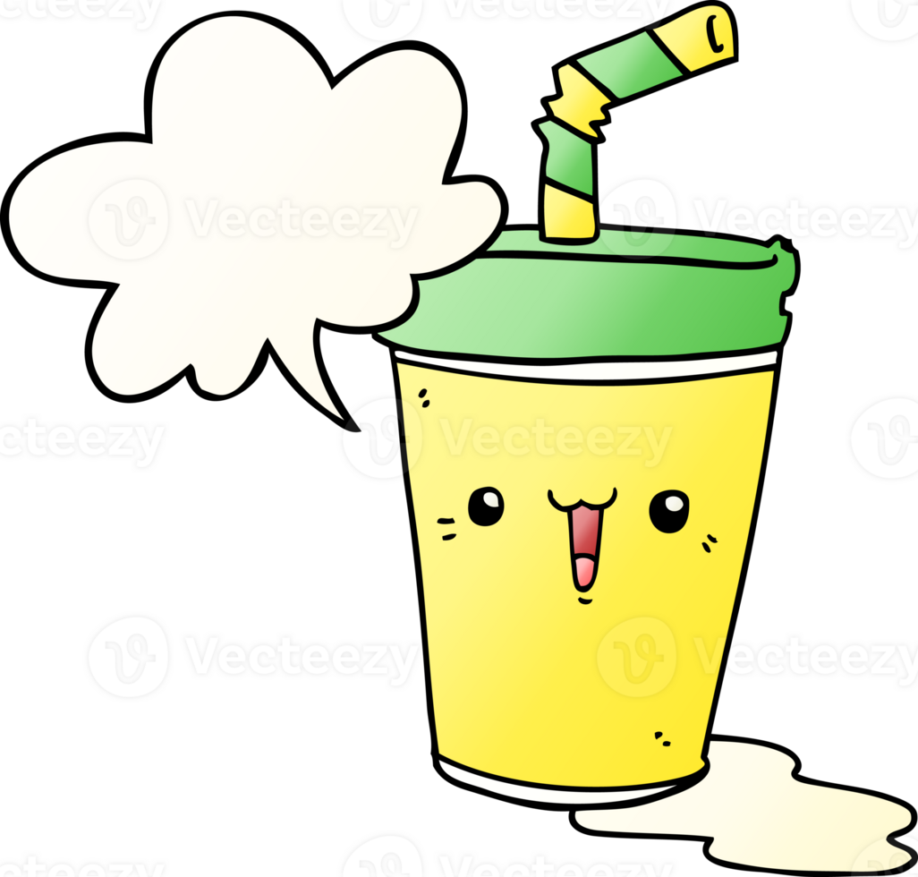 cute cartoon soda with speech bubble in smooth gradient style png