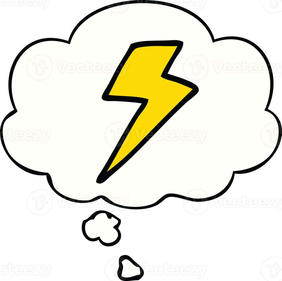 cartoon lightning bolt with thought bubble png