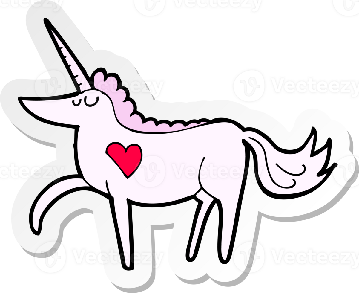 adesivo di un unicorno cartone animato png