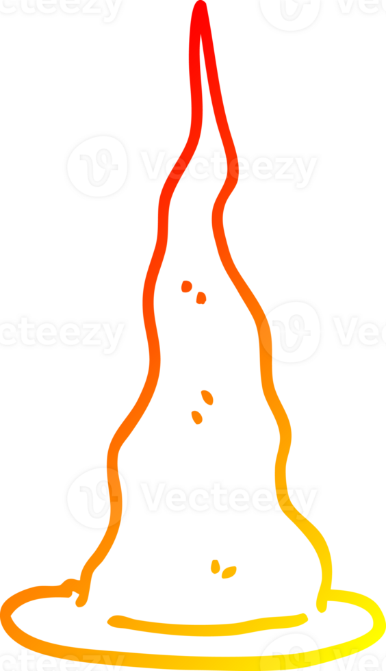 warm gradient line drawing of a cartoon witch hat png