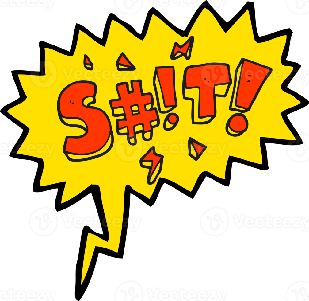 hand drawn speech bubble cartoon obscured swearword png