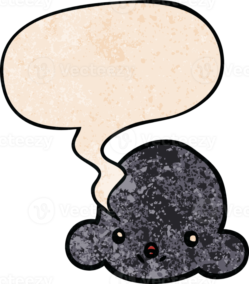 cartoon cloud with speech bubble in retro texture style png