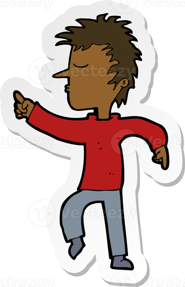 sticker of a cartoon man pointing png