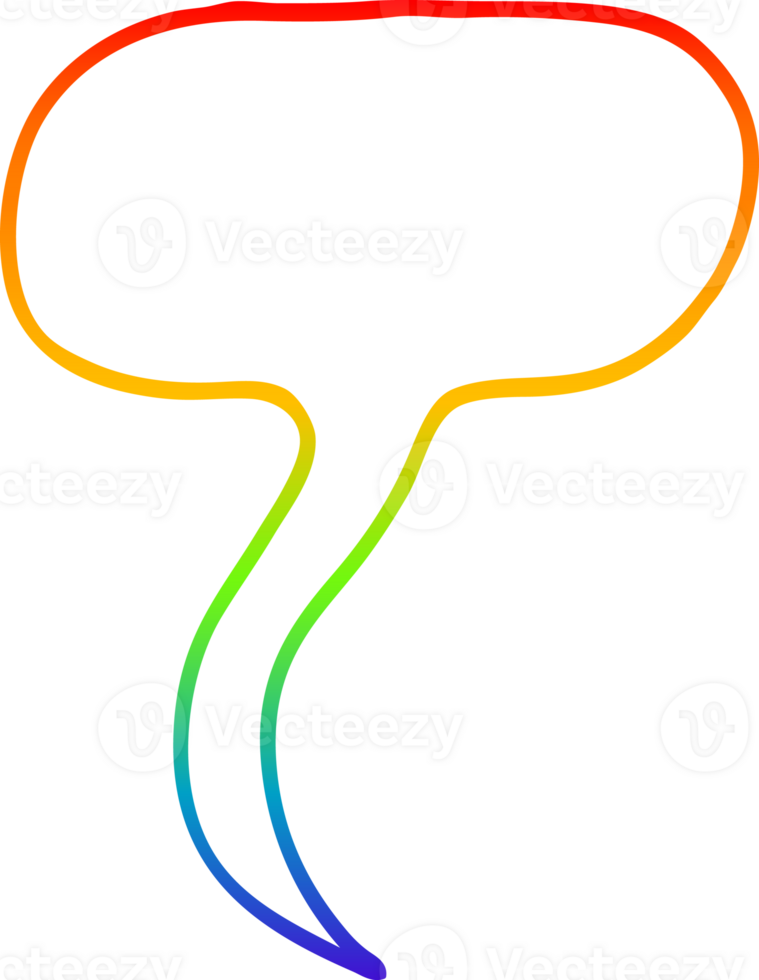 rainbow gradient line drawing of a cartoon speech bubble png