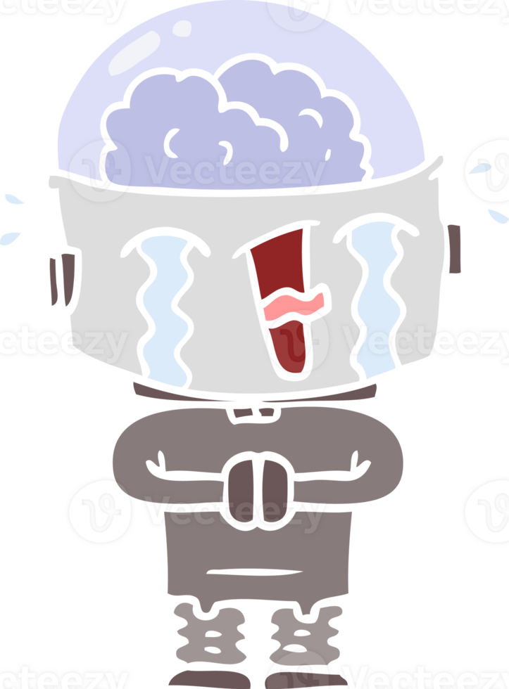 flat color style cartoon crying robot png