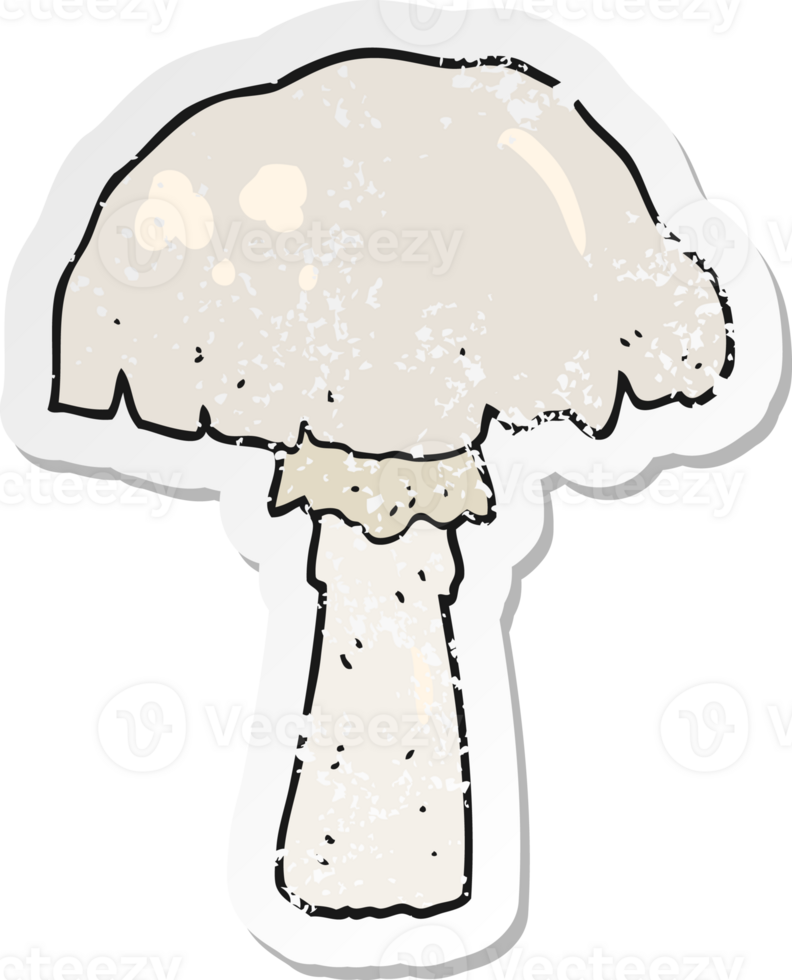 retro distressed sticker of a cartoon mushroom png