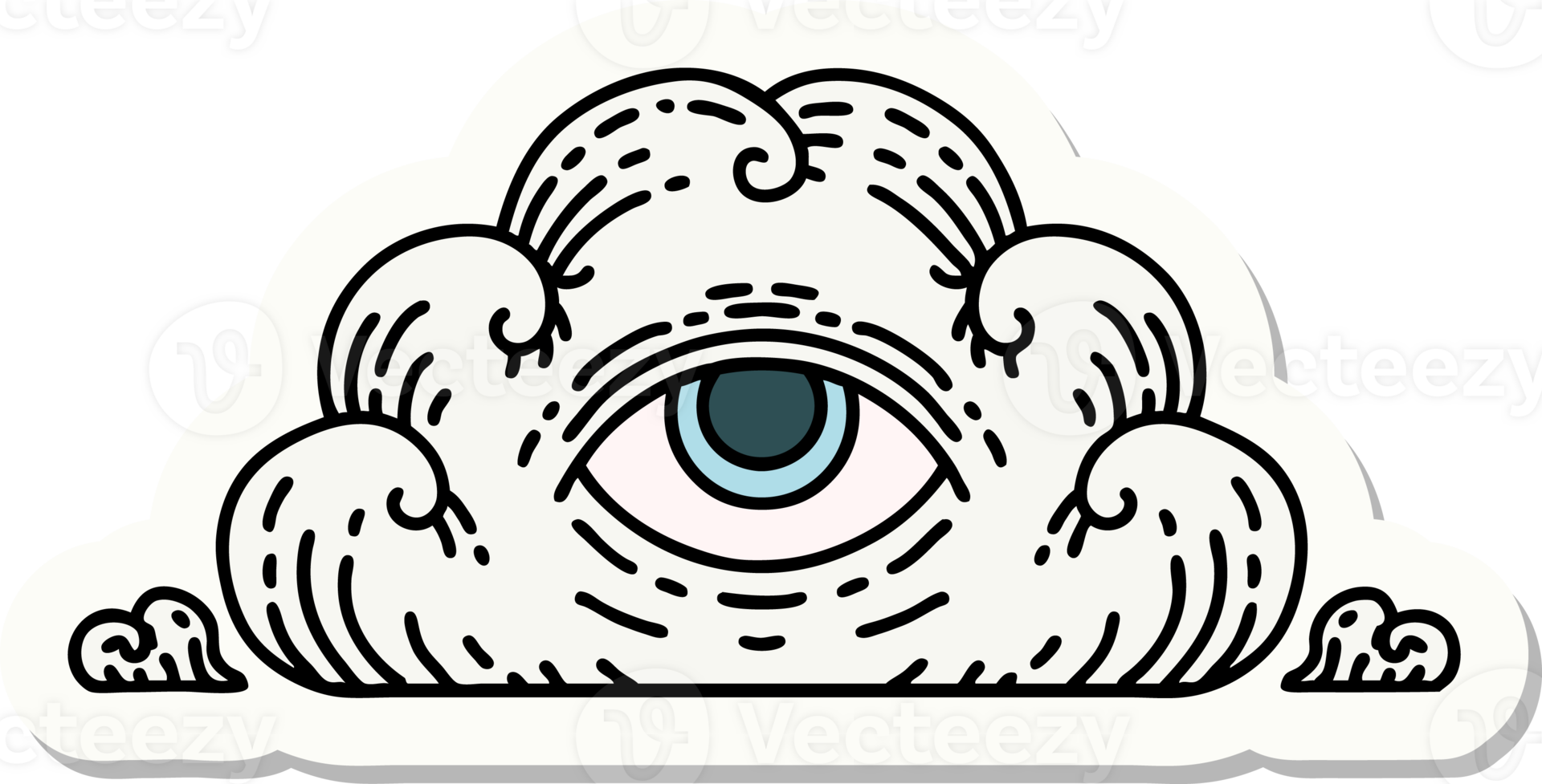 sticker of tattoo in traditional style of an all seeing eye cloud png