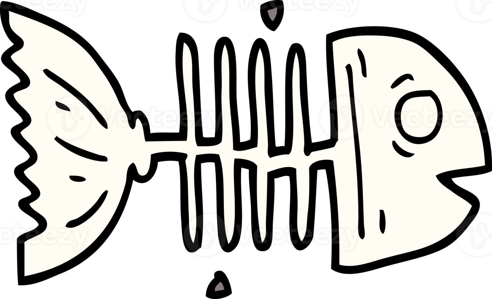 cartoon doodle fish bones png