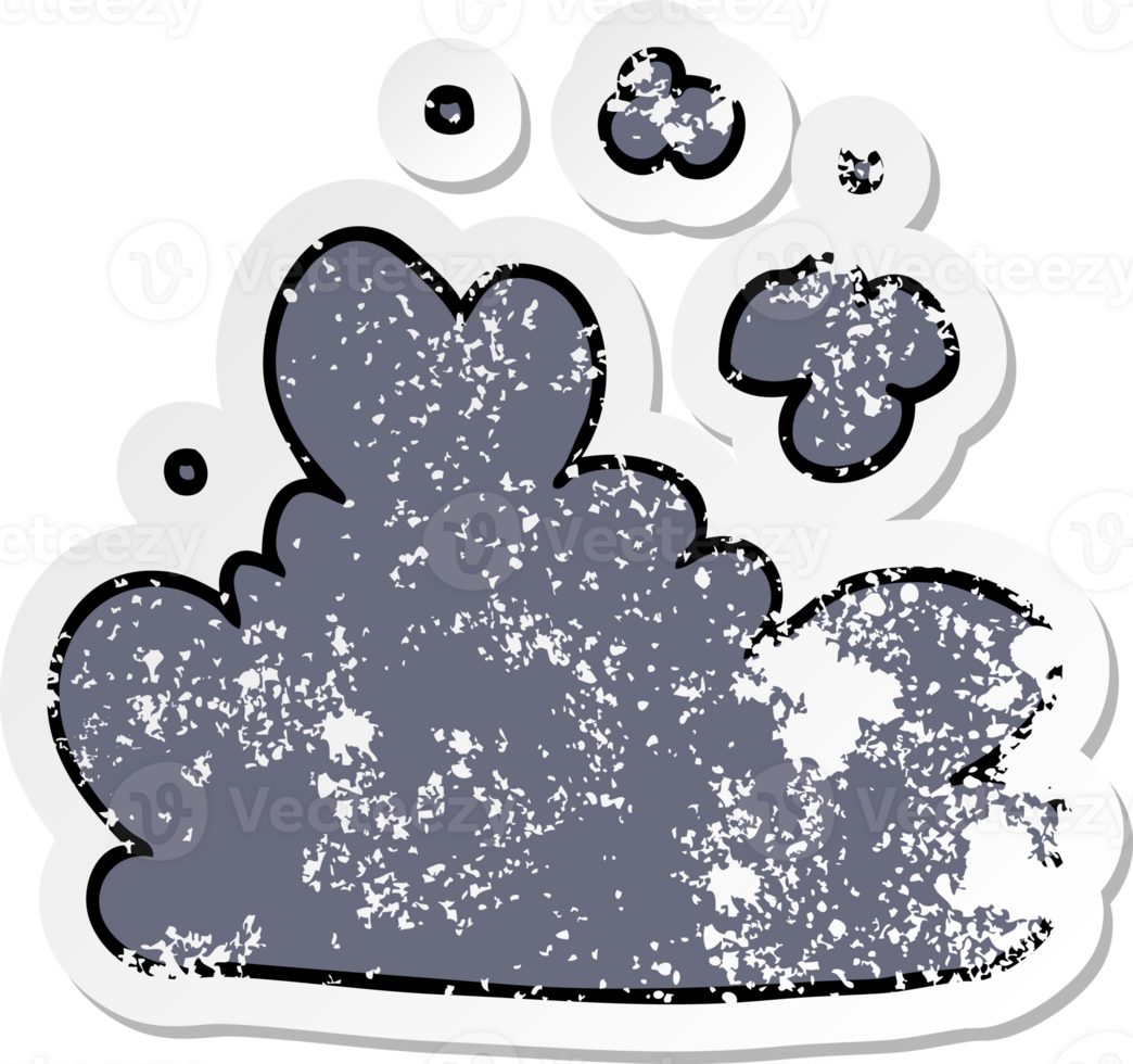 distressed sticker of a cartoon cloud png