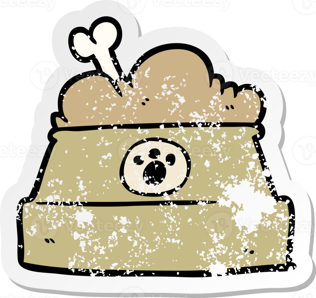 distressed sticker of a cartoon bowl of dog food png