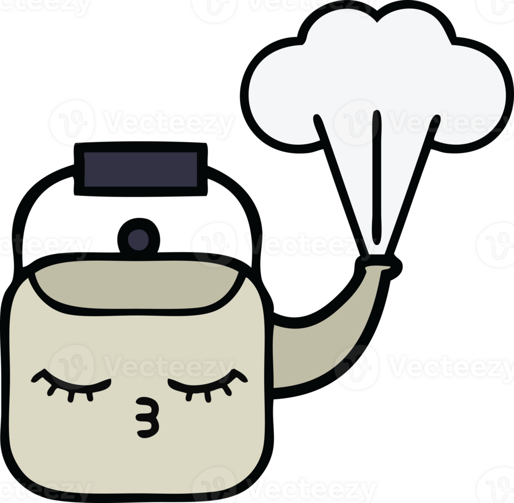 cute cartoon of a steaming kettle png