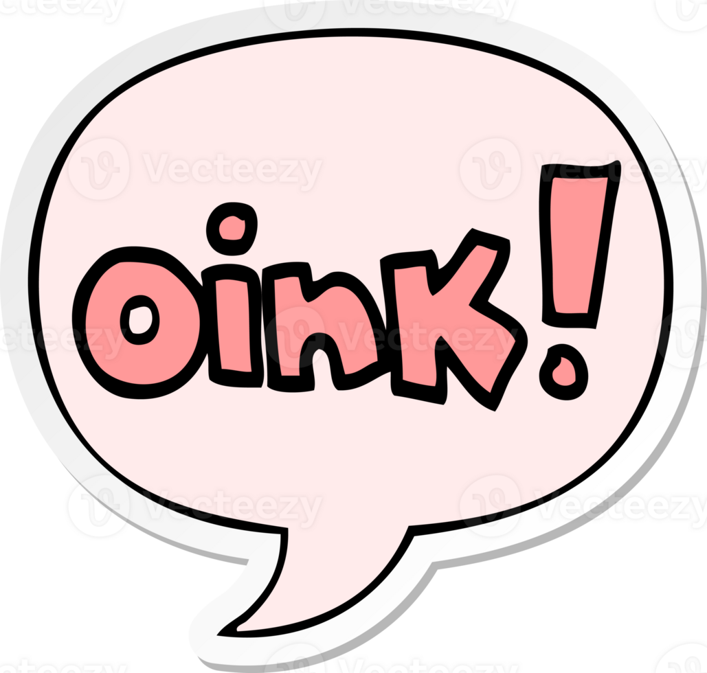 cartoon word oink with speech bubble sticker png