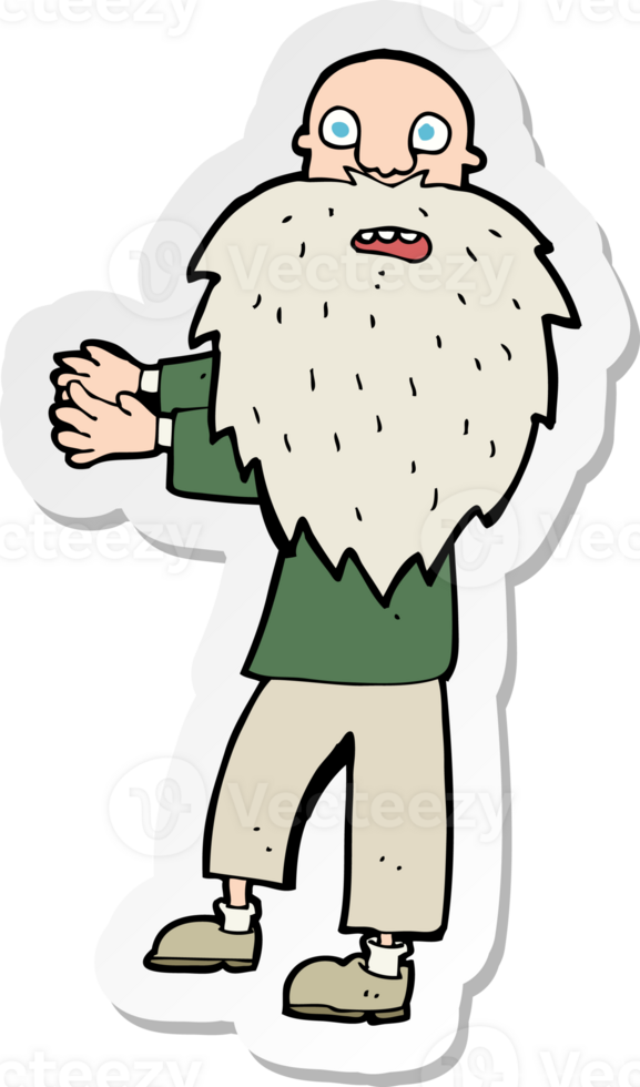 sticker of a cartoon bearded old man png