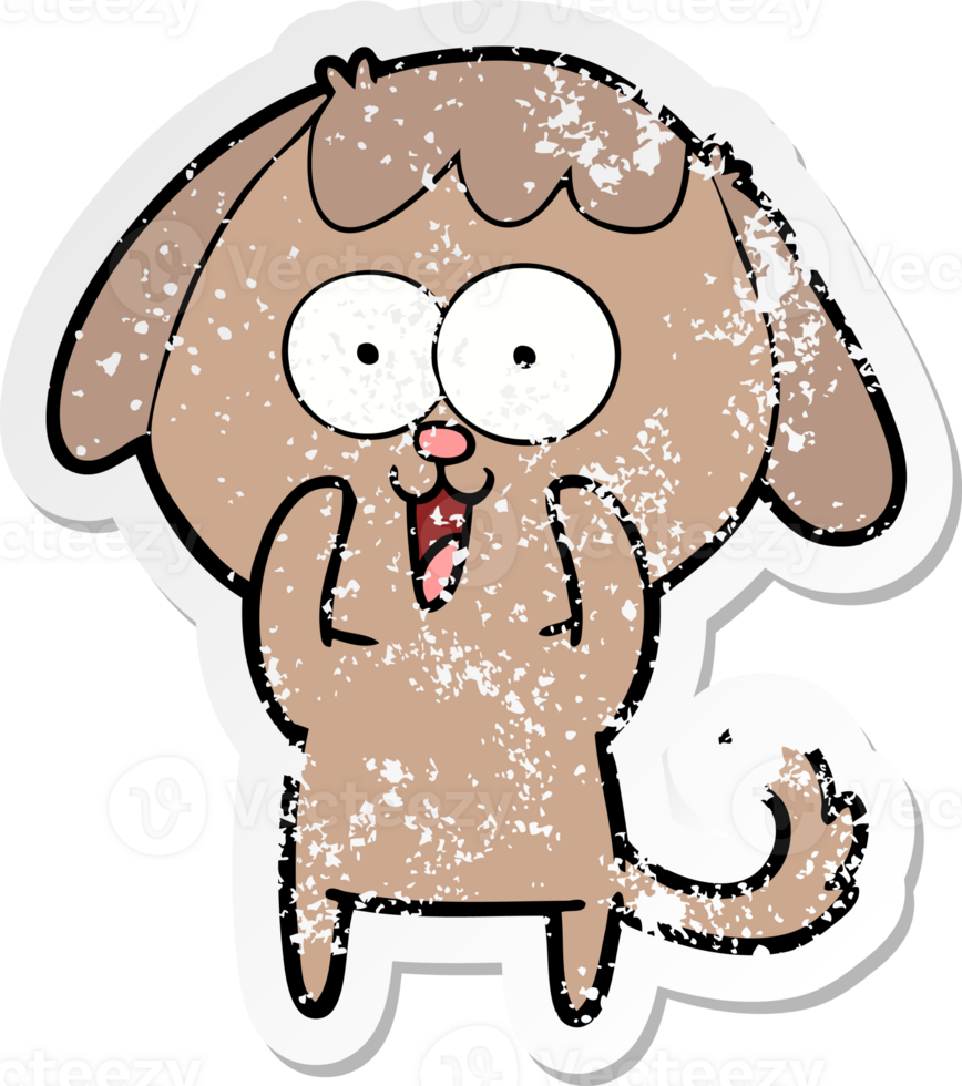 distressed sticker of a cute cartoon dog png