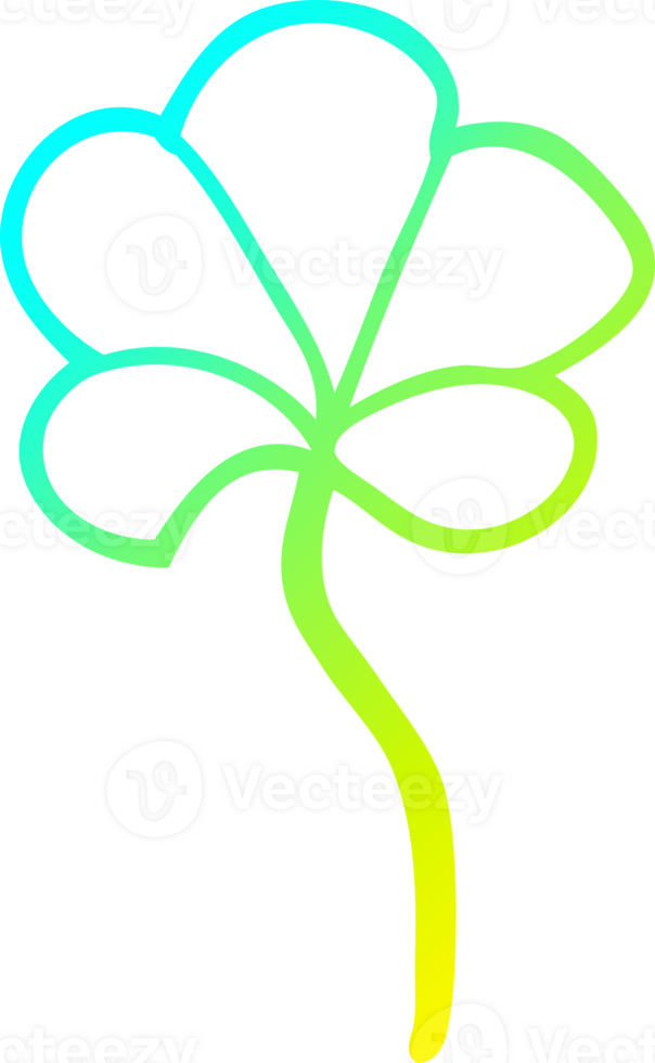 cold gradient line drawing of a cartoon leaf png
