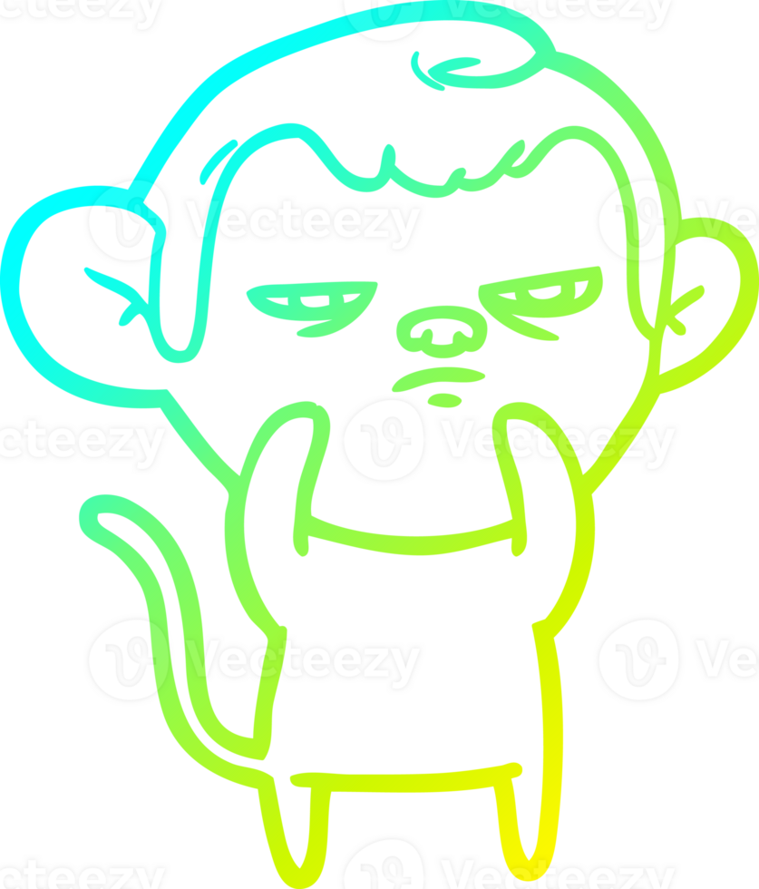 cold gradient line drawing of a cartoon monkey png