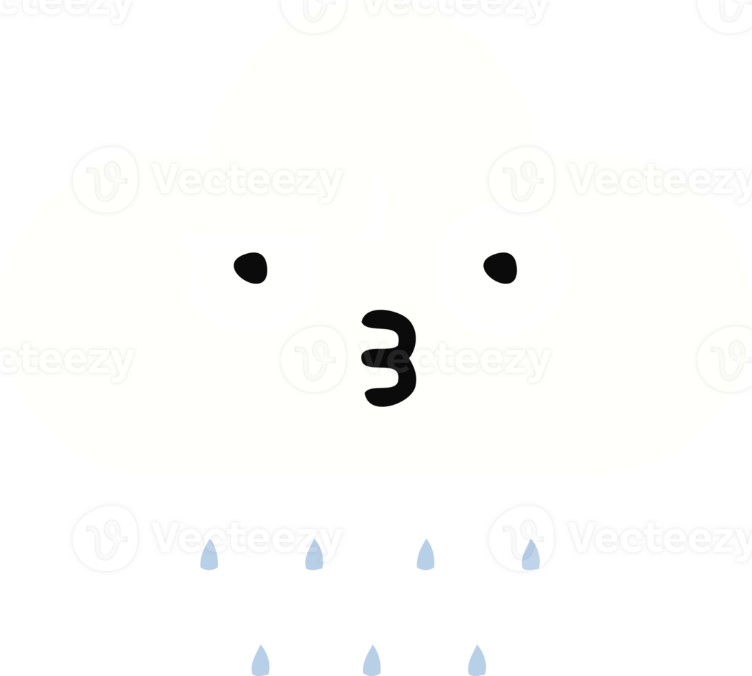 flat color retro cartoon of a rain cloud png
