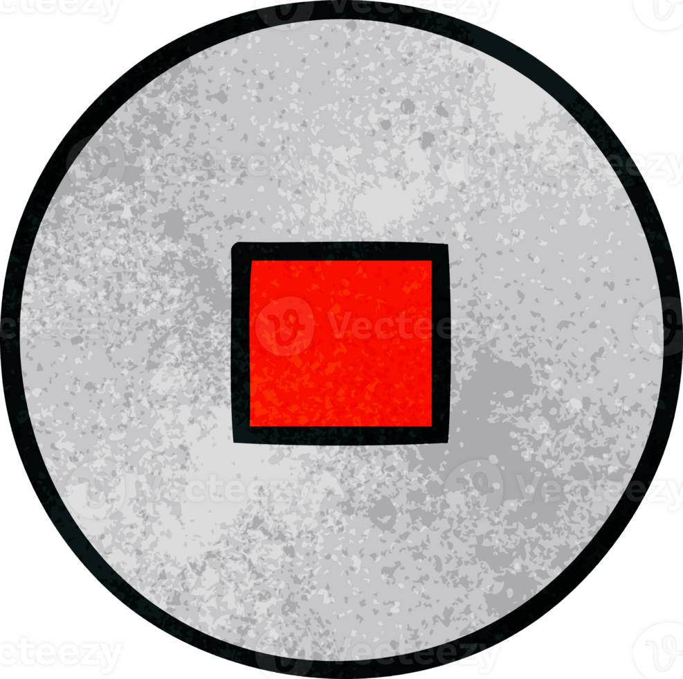 retro grunge texture cartoon of a stop button png