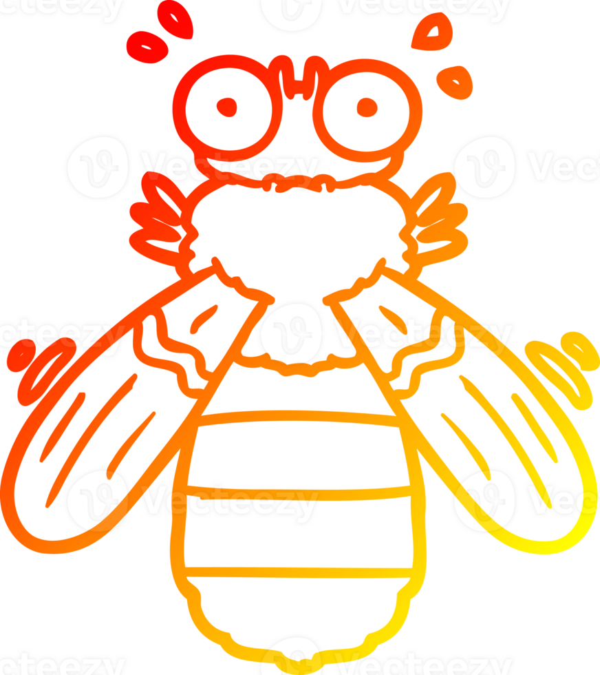 warm gradient line drawing of a cartoon bee png