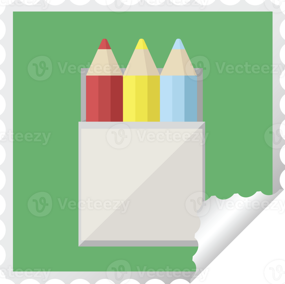pack of coloring pencils graphic square sticker stamp png