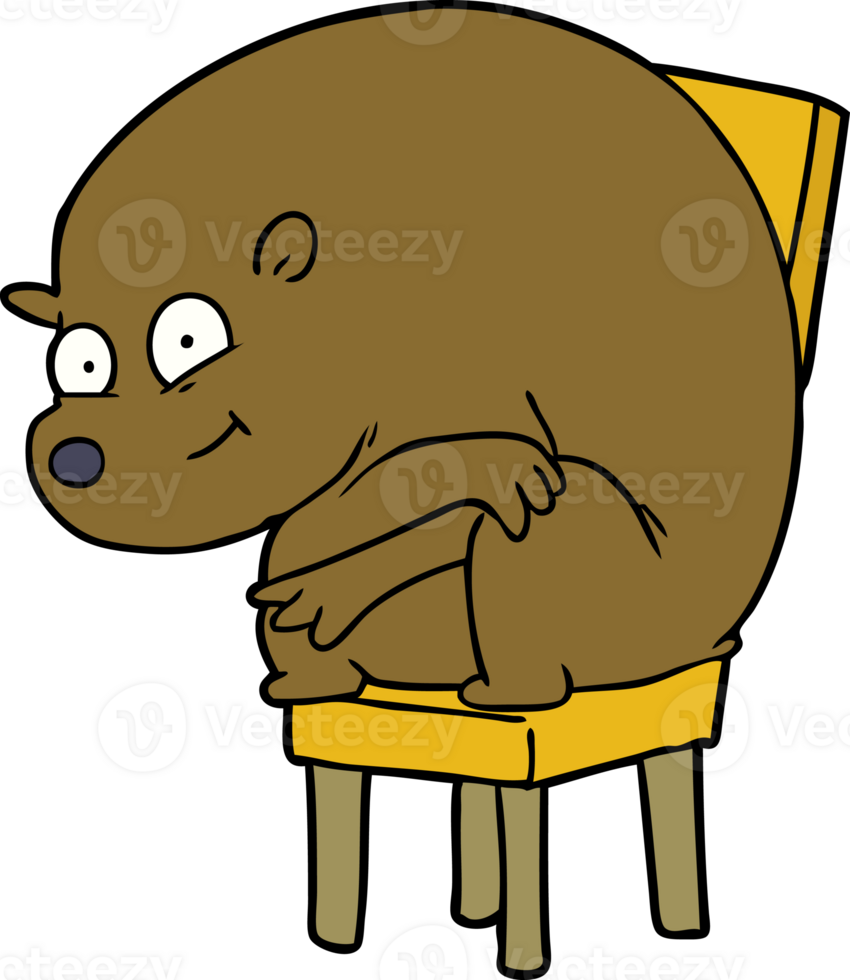 cartoon bear sitting on chari png