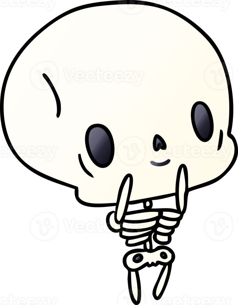 gradient cartoon illustration kawaii cute dead skeleton png