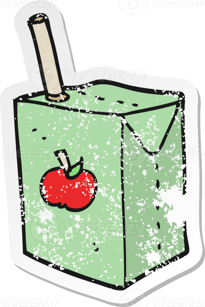 distressed sticker of a cartoon apple juice box png