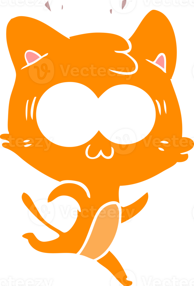 flat color style cartoon surprised cat running png