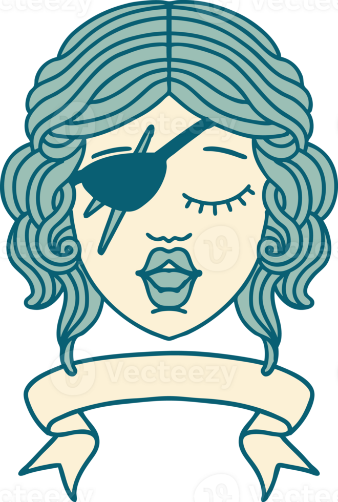 Retro Tattoo Style human rogue character with banner png