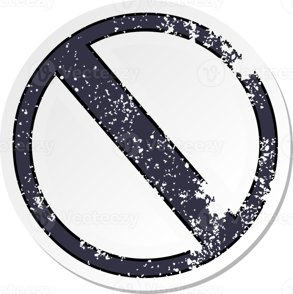 distressed sticker of a cute cartoon no entry sign png