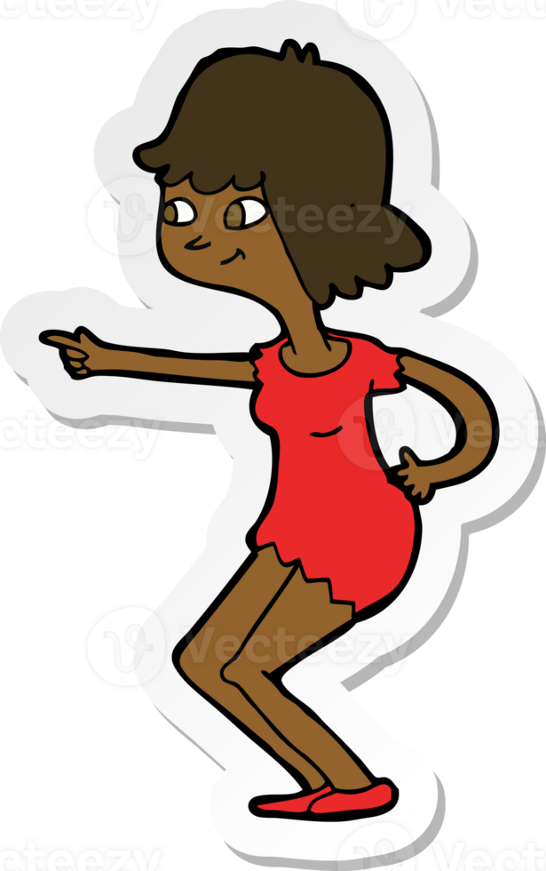 sticker of a cartoon girl pointing png