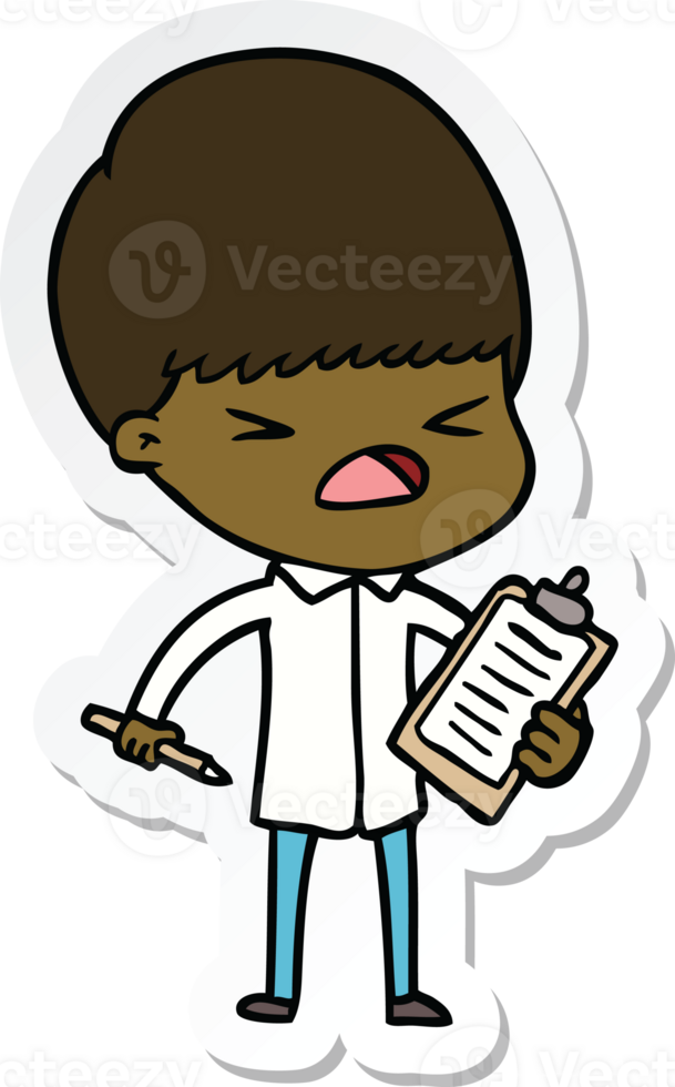 sticker of a cartoon stressed man png