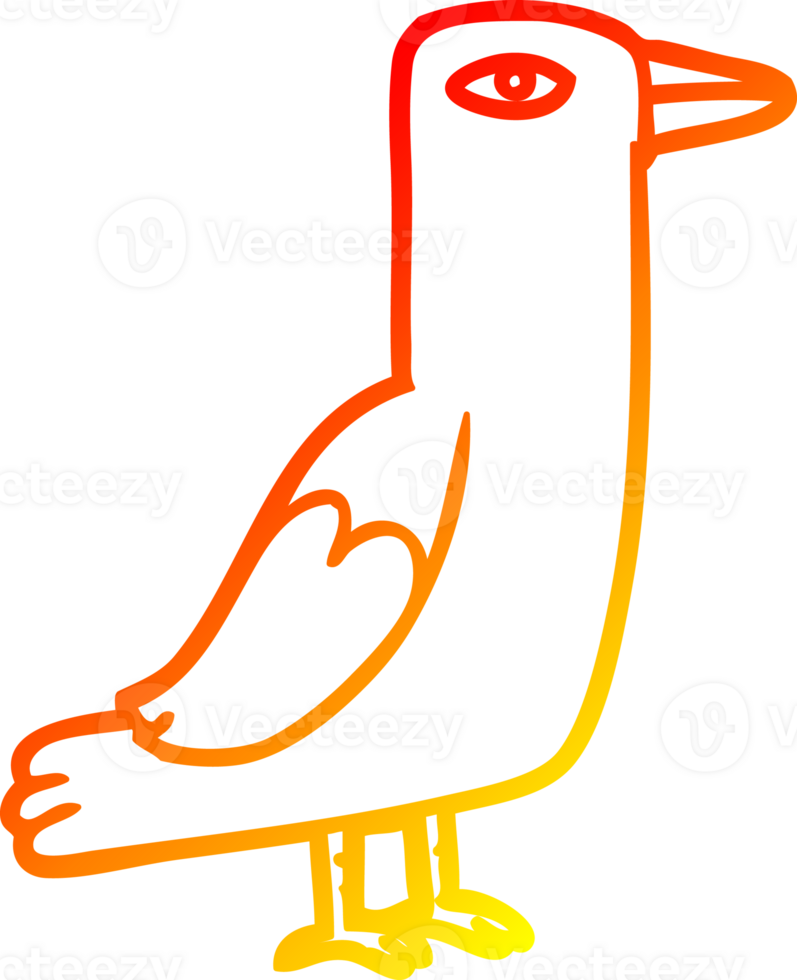 warm gradient line drawing of a Cartoon bird png