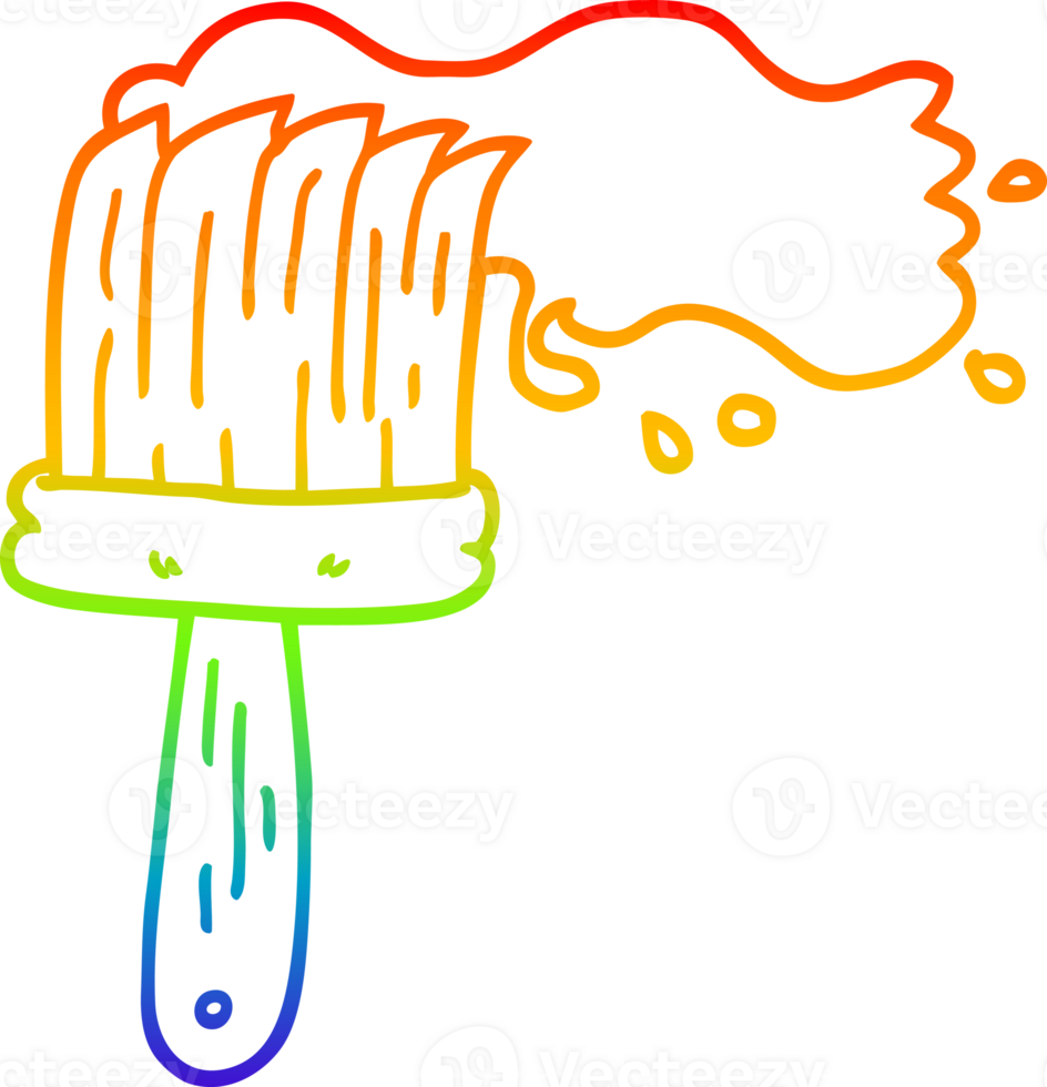 rainbow gradient line drawing of a cartoon paint brush png