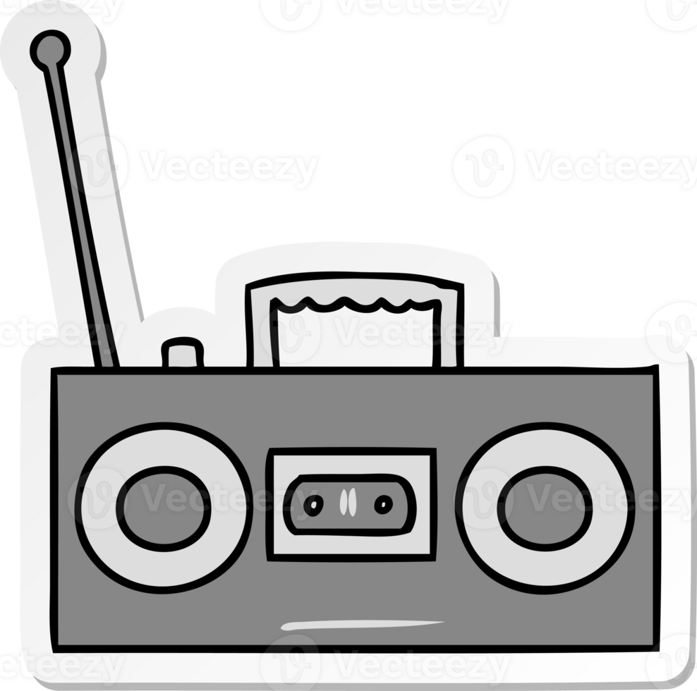 hand drawn sticker cartoon doodle of a sticker cassette player png