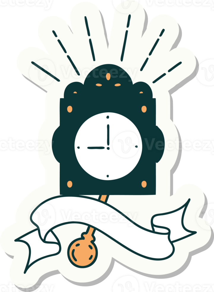 sticker of a tattoo style ticking clock png