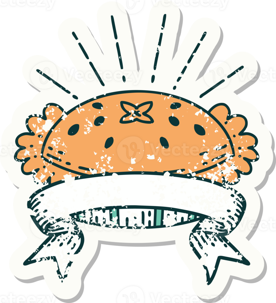 worn old sticker of a tattoo style amazing pie png