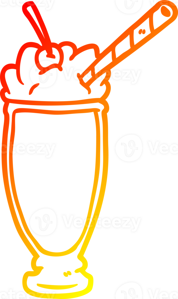 warm gradient line drawing of a milkshake png