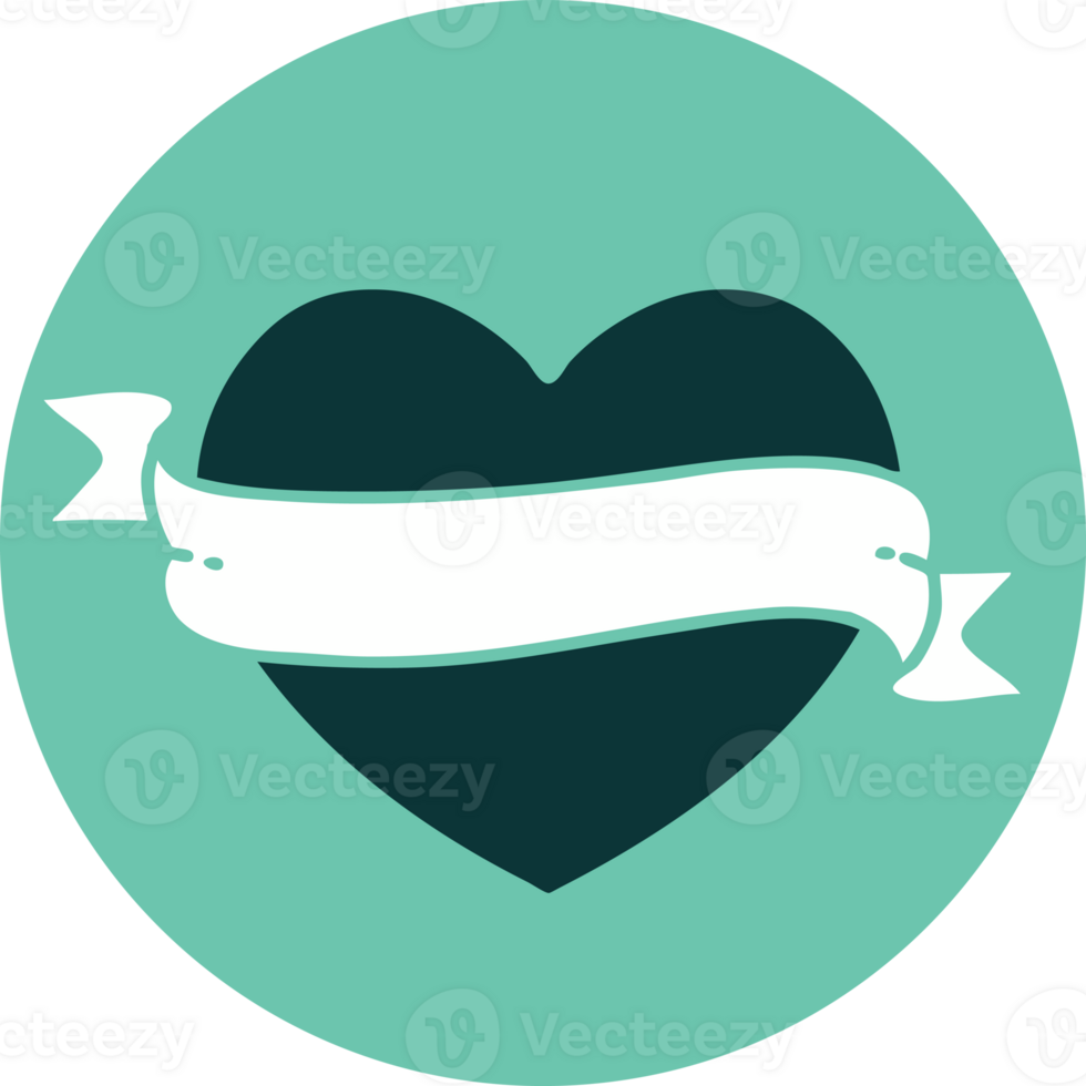 iconic tattoo style image of a heart and banner png