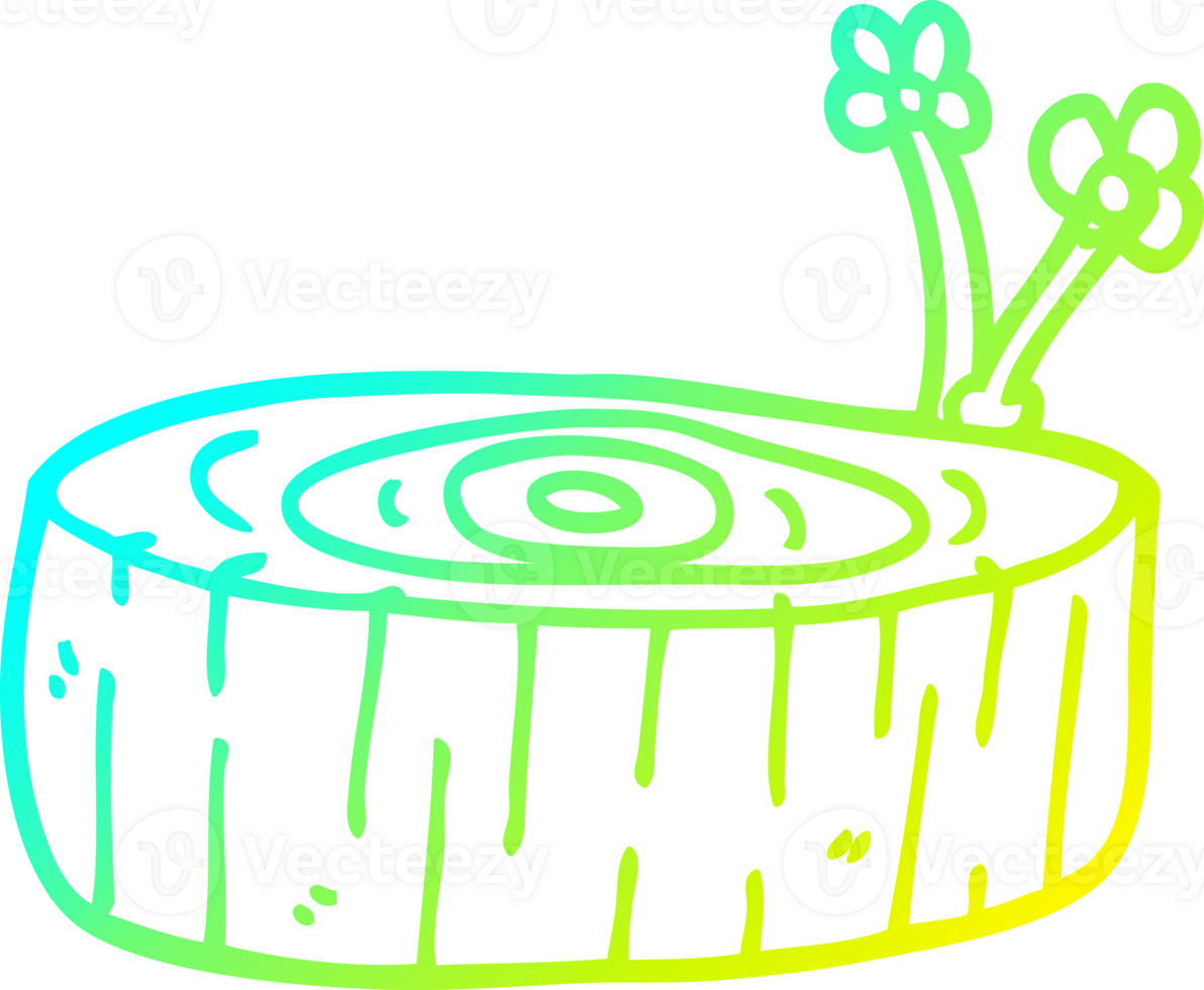 cold gradient line drawing of a cartoon tree log png