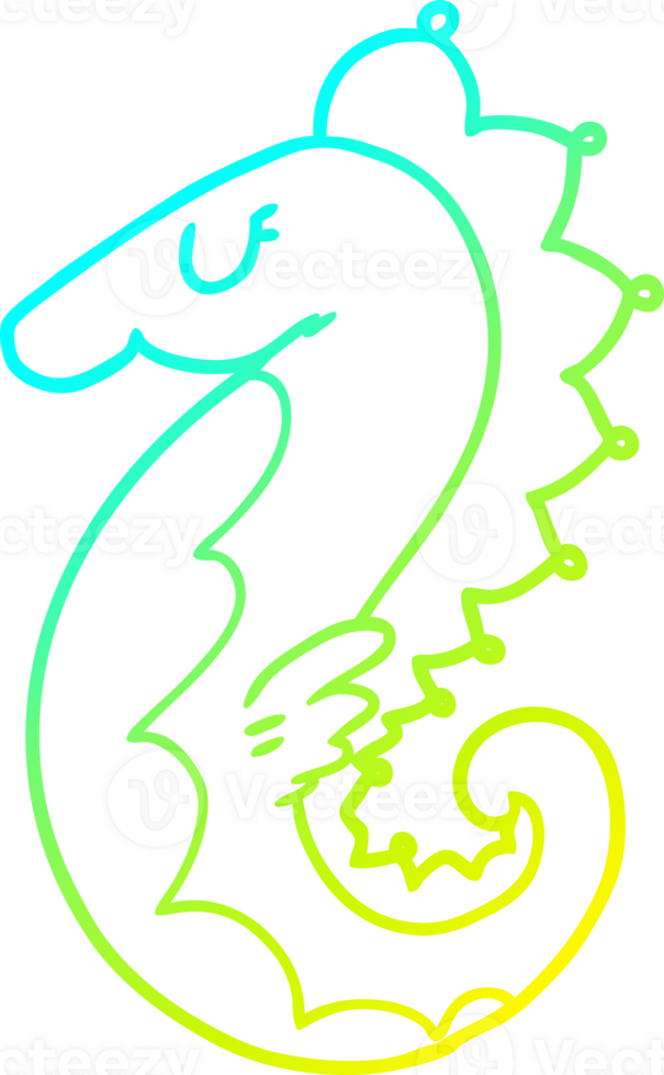 cold gradient line drawing of a cartoon sea horse png