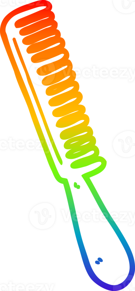 rainbow gradient line drawing of a cartoon comb png