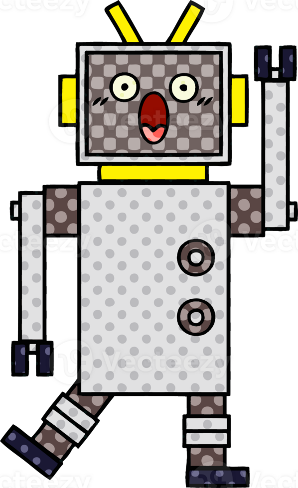 comic book style cartoon of a robot png