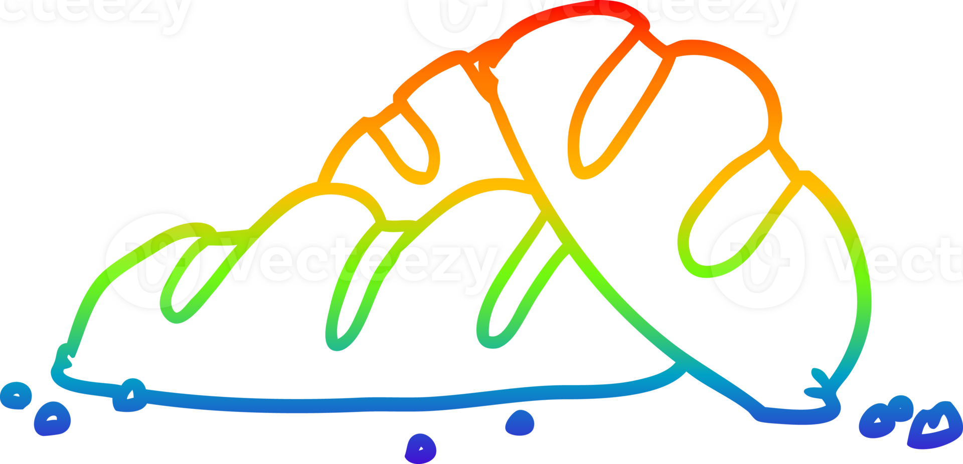 rainbow gradient line drawing of a loaves of freshly baked bread png