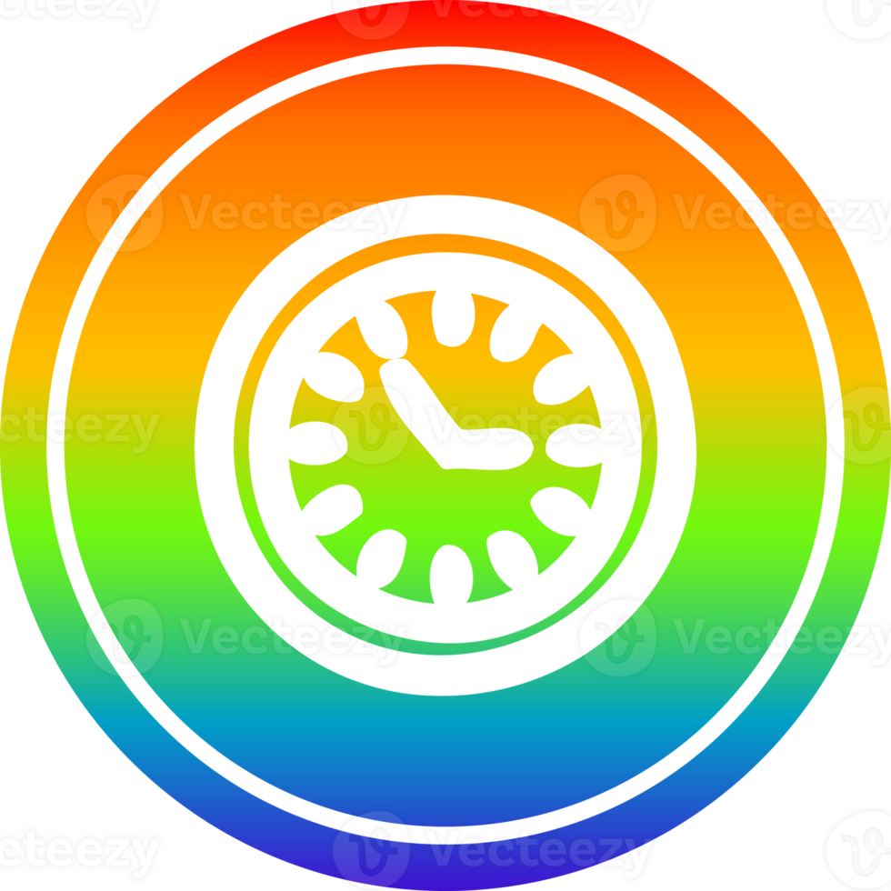 wall clock circular icon with rainbow gradient finish png