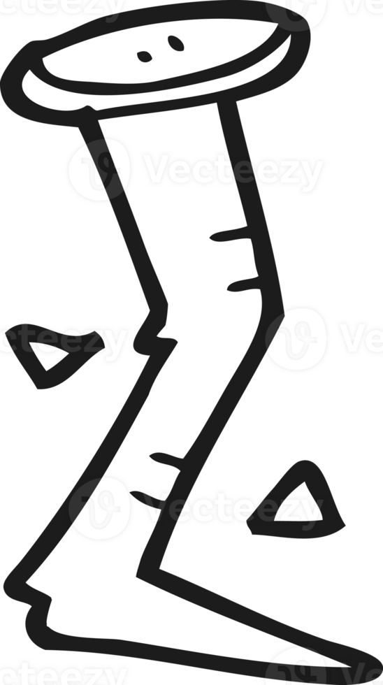drawn black and white cartoon bent nail png
