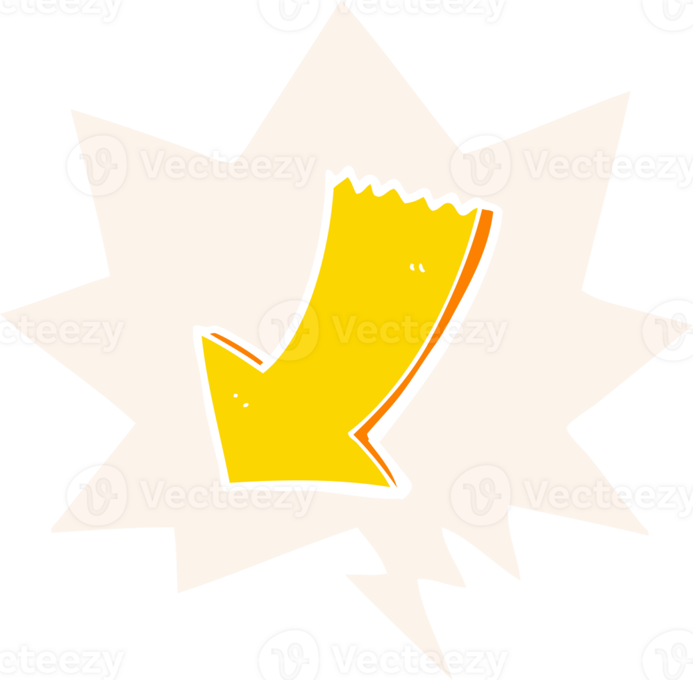 cartoon pointing arrow with speech bubble in retro style png