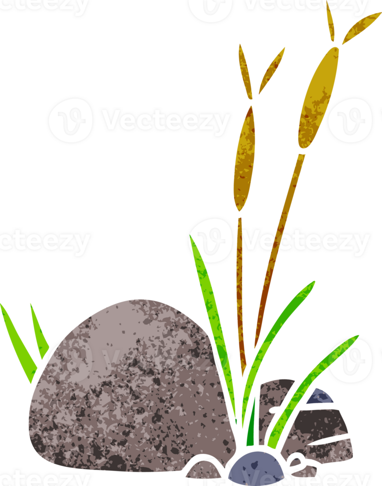 hand drawn retro cartoon doodle of stone and pebbles png