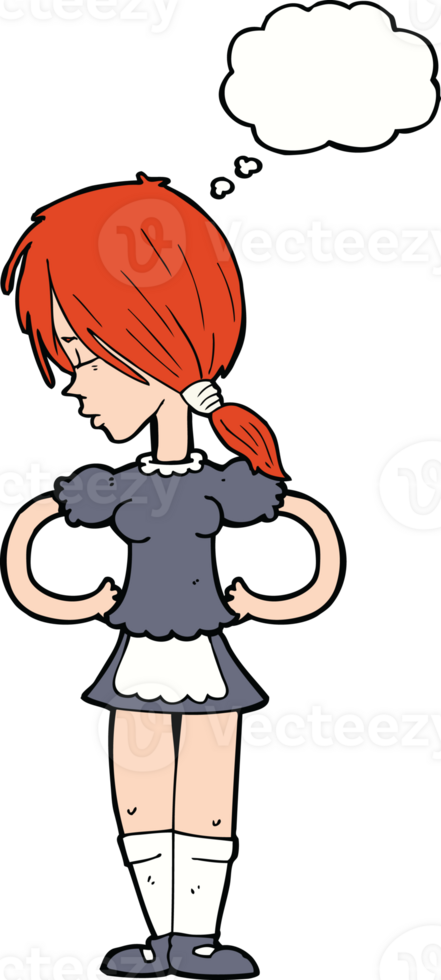 cartoon waitress with thought bubble png