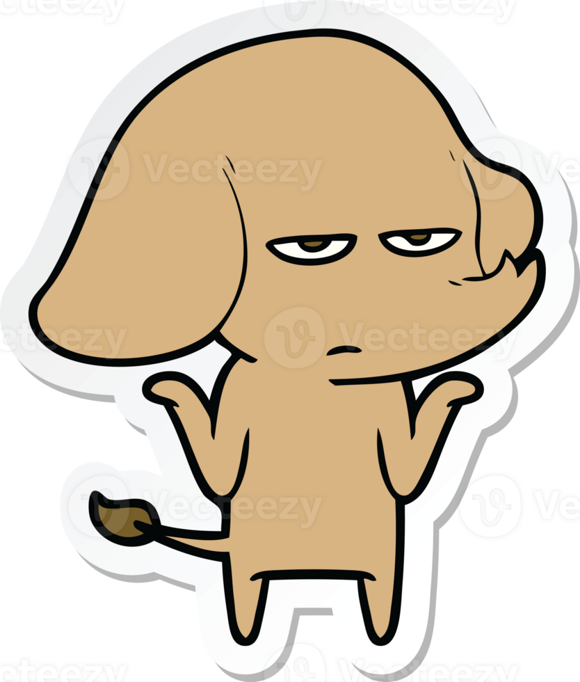 sticker of a annoyed cartoon elephant png
